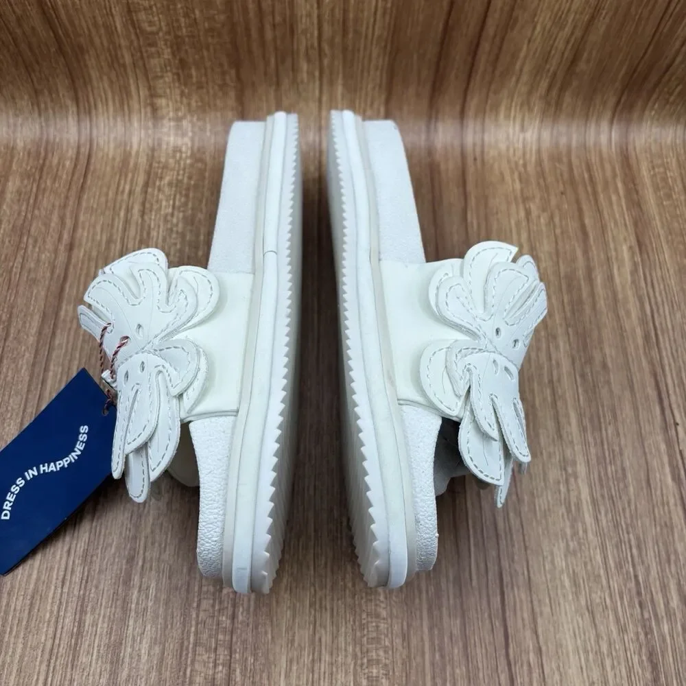 Farm Rio Monstera Off White Platform Anatomical Slides Sandals US 10/EU 42 NWT‎
